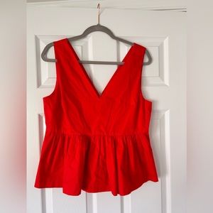 J. Crew v-neck poplin shirt, red